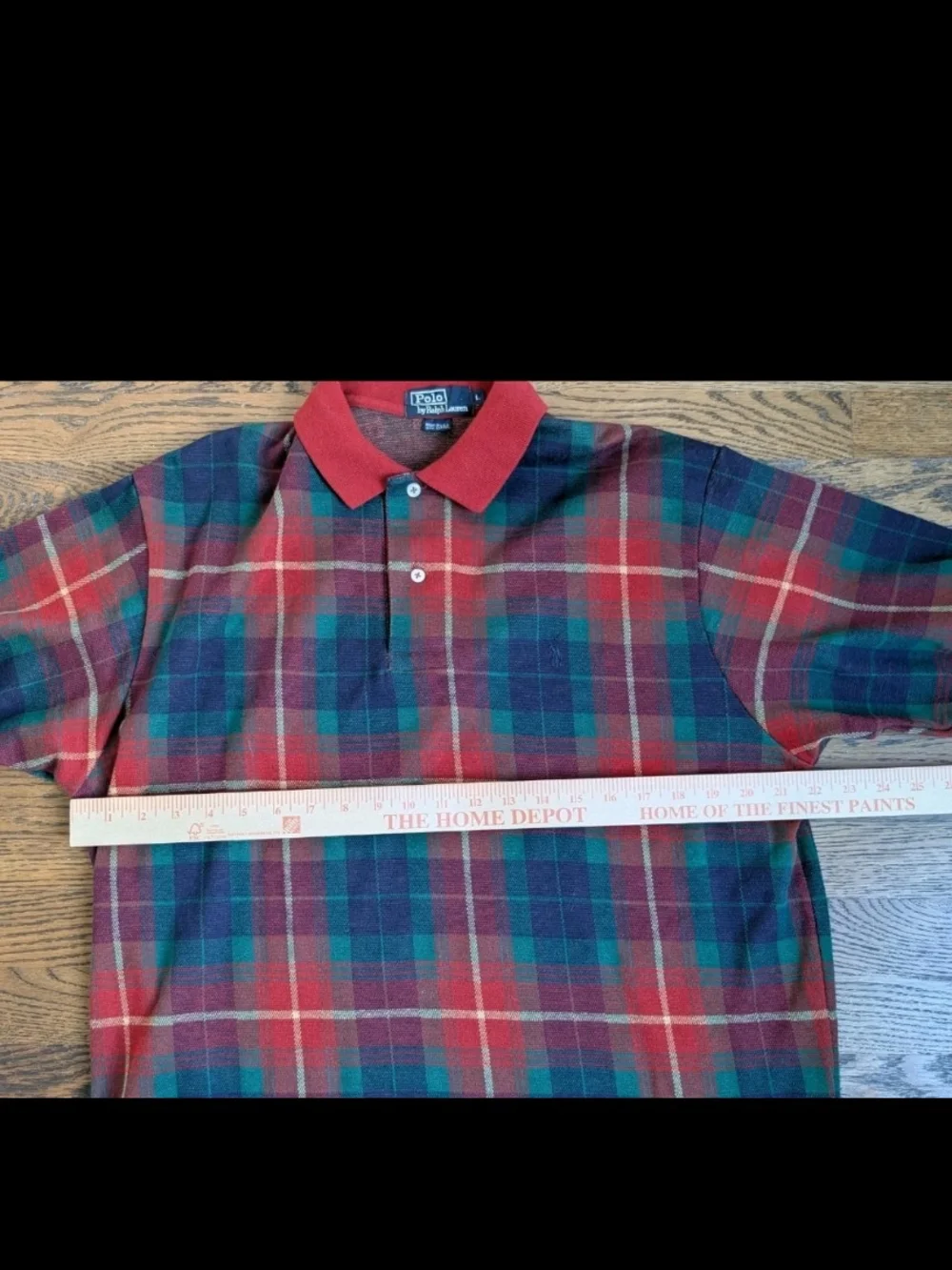 VTG Polo Ralph Lauren Men's Polo Sz Large Red Tartan Plaid Made In The USA 90's